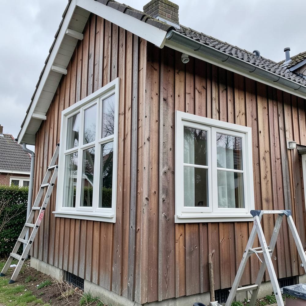 Facade og vinduer malet udvendigt på dansk hus